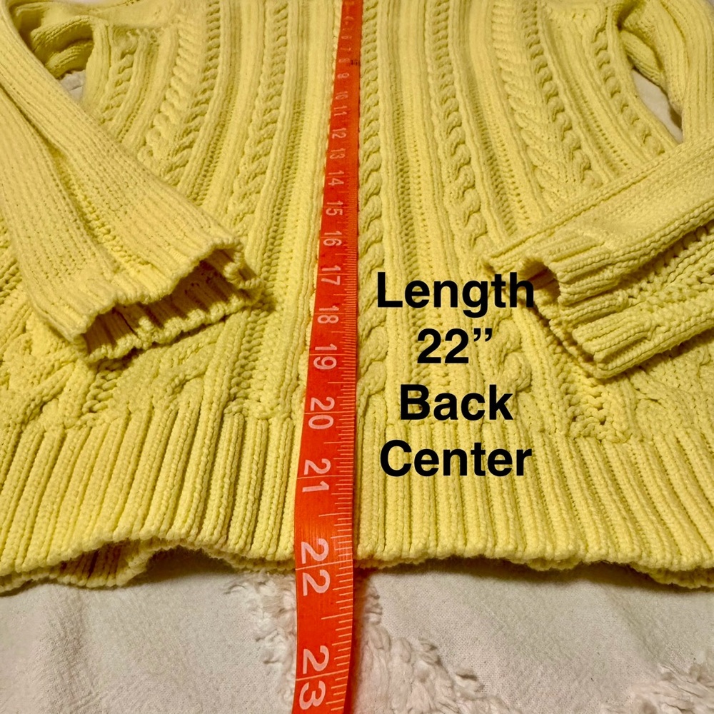 Talbots Small Petite Green Cable Knit Sweater Long Sleeve Round Neck Sz P Cotton - Picture 8 of 10